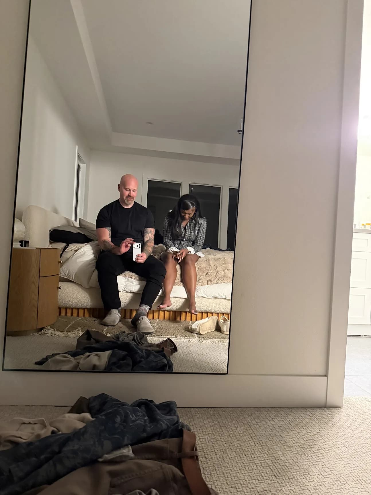 Candid photo from the private proposal at home on March 27, 2026.