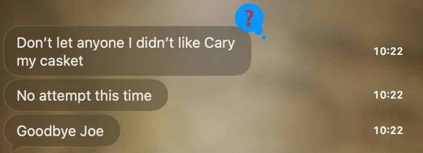 Text messages from Ashly during her final hours.